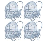 LRXIYODE 4pcs Miniature Doll Stroller Sky-blue Realistic Pretend Play Stroller for Dollhouse Accessories Compact Lightweight Design for Roleplay and DIY Decorations Flexible Placement for