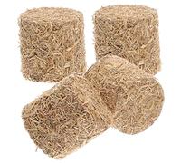 LRXIYODE 4Pcs Miniature Haystack Decoration for Farm Dioramas Rustic Table Decor Fake Straw Bale Model Accessories for Miniature Houses and Craft Projects