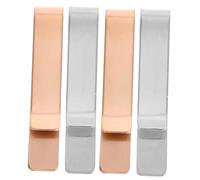 LRXIYODE 4pcs Mirror-finished Stainless Steel Tie Clips Strong Grip Flat Design for Men Business Weddings and Formal Occasions and Stylish Suit Accessories with Rose Gold and Steel Colors