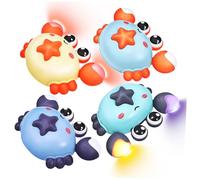 LRXIYODE 4pcs Pull Back Inertia Crab for Light Up Feature Friction Powered Plastic Crawling Cars Battery Interactive Playset for Classroom Prizes and Goodie Bags