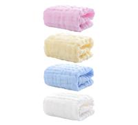 LRXIYODE 4pcs Pure Cotton Washcloths Soft Newborn Face Towels for Multipurpose Hand and Burp Cloths Breathable Absorbent Bath Towels in Pink Blue Yellow White