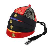 LRXIYODE 4pcs Qing Dynasty Emperor Hat Chinese Style Party Hats Braid Traditional Opera Drama Costume Accessories for Role Play and Fancy Dress