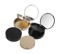 LRXIYODE 4PCS Refillable Powder Container with Mirror Portable Dual-tone Matte Black Gold Plastic Compact for Travel DIY Makeup Case Organizer Lightweight Pressed Powder Box for