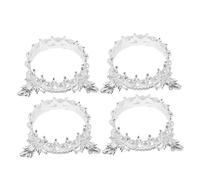 LRXIYODE 4pcs Retro Crown Nail Brush Organizer with Fake Pearls Compact Manicure Pen Holder Stand for Nail Art Brushes and Makeup Tools for Salon and Home Use