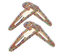 LRXIYODE 4pcs Rhinestone Hair Clips Sparkling Water Drop Metal Barrettes 8cm Snap Duckbill Hairpins Decorative Hair Accessories for Women and Girls