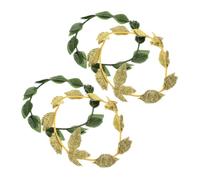 LRXIYODE 4pcs Roman Leaf Crown Headband Lightweight Green and Gold Leaf Wreaths Versatile Mythical Goddess Tiara for Cosplay Weddings Carnival Parties Themed Events