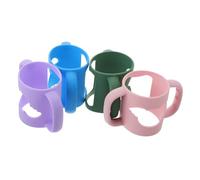 LRXIYODE 4pcs Silicone Milk Bottle Handles Wide-Neck Bottle Holder Curved Neck for Small Hands Transition to Cups Strap