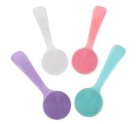 LRXIYODE 4pcs Soft Silicone Face Cleansing Brush Long Handle Facial Scrubber for Sensitive Skin Daily Gentle Exfoliating Blackhead Removal Portable Travel-friendly Skin Revitalization Tool
