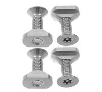 LRXIYODE 4pcs Stainless Steel Surfboard Fin Screws M8 Paddleboard Hardware Replacement Set with Flat Washers and Nuts for Quick Fin Mounting in Outdoor Water Sports