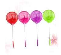 LRXIYODE 4pcs Stainless Steel Telescopic Nets with Slip Handles Extendable Fishing and Insect Catching Nets for Outdoor Exploration Random Color Random Color