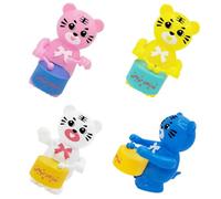 LRXIYODE 4pcs Tiger Drummer Wind Up Cartoon Clockwork Animals for Fun Desktop Adornment Educational Plaything to Enhance Tactile Skills and Color Discrimination