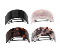 LRXIYODE 4pcs U-shaped Leopard Print Hair Clips Ponytail Cuff Snap Closure for Women Fun Hair Accessories for Bun Styles Black and Brown Colors
