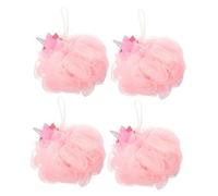 LRXIYODE 4pcs Unicorn Loofah Soft Mesh Bath Sponge for Shower Cleaning Scrubber Gentle Body Exfoliating Cartoon Animal Design Bath Accessories for Boys