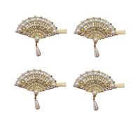 LRXIYODE 4pcs Vintage Pearl Hair Clips Gorgeous Fan Headdress for Weddings Birthdays Special Occasions Elegant Hair Decorations to Highlight Your Unique Style