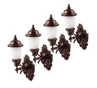 LRXIYODE 4Pcs Wall Lamp Decorative Micro Landscaping Lamp Decor for Doll House Models Unique Sand Table DIY Materials Antique Finish with Warm Light