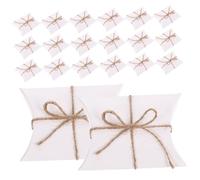 LRXIYODE 50 pcs Paper Pillow Boxes Small Candy Packaging Wrapping Boxes with Ropes for Birthdays Weddings Festivals Lightweight Sturdy Rustic Style Easy to Carry
