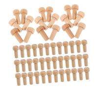 LRXIYODE 50pcs Mini Wooden Axle Pegs Unfinished Blank Mushroom Shape DIY Craft Supplies Easy to Paint for Wood Wheel Train Car Projects Khaki