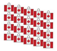 LRXIYODE 50pcs Patriotic Canadian Flag Charms for Jewelry Making, Enamel Maple Leaf Pendants, Lightweight Alloy Material with Smooth Backside, for DIY Necklace Charms and Celebrations