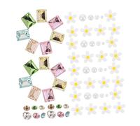 LRXIYODE 5pack Daisy Flower Nail Charms Kit with Rhinestones and Pearls Easy DIY Nail Art Accessories for Women Decorations Creative Mixed Styles for Salon and Home Use