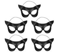 LRXIYODE 5pcs Black Half Cat Eye Mask for Women Lightweight Elegant Mysterious Design for Halloween Party Carnival Cosplay Group Events