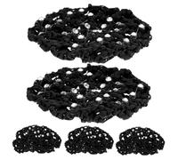 LRXIYODE 5pcs Black Rhinestone Hair Net Bun Covers Breathable Decorative Hairnets for Women Nurses Dancers Waitresses Elegant Hair Accessories for Formal Occasions