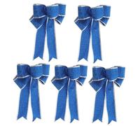 LRXIYODE 5pcs Christmas Bow Ornaments for Crafts Christmas Ornament Country Decorations Xmas Ribbons for Crafts Presents Gift Ribbon Garlands Blue