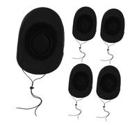 LRXIYODE 5pcs Cowboy Hats Adjustable Western Style Cowgirl Hats for Boys and Breathable Black Caps Dress Up Accessories for Halloween Cosplay and Party