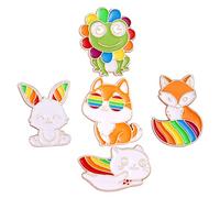 LRXIYODE 5pcs Cute Cartoon Animal Brooches Enamel Pins for Clothes Backpacks Hats Adorable Mixed Style Lapel Pins for Jewelry