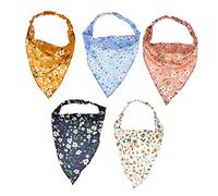 LRXIYODE 5Pcs Floral Printed Elastic Hair Scarves Triangle Kerchief Headbands for Women Lightweight Comfortable Multi Occasion Use Matching Various Hairstyles