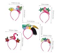 LRXIYODE 5pcs Hawaiian Luau Hairbands Flamingo Flower Palm Leaves Beach Headbands Lightweight Comfortable Tropical Party Accessories for Women