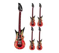 LRXIYODE 5pcs Inflatable Flame Guitar with Safety Valve Lightweight PVC Blow Up Musical Instruments for Rock and Roll Party Favors Themed Carnival Decorations