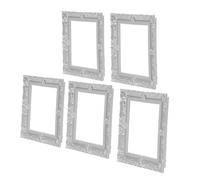 LRXIYODE 5Pcs Miniature Photo Frame Set Silver Resin Miniature Picture Frames for Dollhouse Decor Micro World Layout Accessories