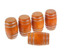LRXIYODE 5pcs Miniature Wooden Beer Barrel Ornaments Mini Dollhouse Bar Accessories Unique Micro Wine Barrel Model for Dollhouse Decoration