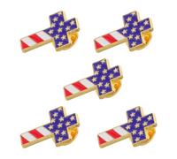 LRXIYODE 5pcs Patriotic Cross Flag Lapel Pins for Independence Day - Solid Metal Usa Pins for 4th of July, Memorial Day, Veterans, Small American Flag Brooches for Jackets, Hats, Backpacks