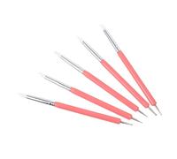 LRXIYODE 5pcs Pink Acrylic Double-ended Nail Dotting Pen Manicure Dotting Tool Nail Silicone Brush for Art Design DIY Pedicure and Hand Care