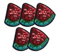 LRXIYODE 5pcs Red Watermelon Embroidered Iron on Patch with Polyester Thread, Sew-on Applique for Clothes and Wardrobe DIY Craft Accessories