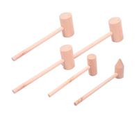 LRXIYODE 5pcs Small Wooden Toy Hammers Mini Mallets for Children Educational Play Set Includes Flat, Lotus Wood, and 3 Pointed Head Hammers for Indoor Games and Preschool Activities