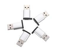 LRXIYODE 5pcs USB C Female to USB Male Adapter Converter High Speed Data Transfer Compatible with Laptop Tablet Phone Charger Power Bank Car Charger Silver