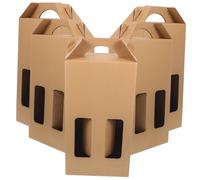 LRXIYODE 5pcs Wine Bottle Carrier Paper Box Set Handle Double Bottle Packaging Sturdy Kraft Paper for Gifts and Parties