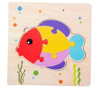 LRXIYODE 5pcs Wooden Cartoon Animals Puzzle for Jigsaw with Bee Frog Goldfish Fish Elephant Patterns Portable Educational Activity for Early Development and Birthday