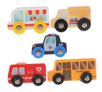 LRXIYODE 5Pcs Wooden Fire Truck for Mini Landscape Vehicle Models Car for Boys and Educational Plaything to Develop Coordination and Imagination
