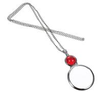 LRXIYODE 5X Portable Magnifier Pendant Necklace with Red Chain, Creative Magnifying Glass Jewelry for Women, Hanging Magnifier Necklace Suitable for Reading and Travel