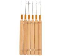 LRXIYODE 6 Pcs Metal Hair Crochet Hooks Latch Hooks Hair Dreadlocks Making Tool Set Wooden Handles for Salon and Diy Dreadlock Accessories