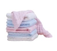 LRXIYODE 6 Pcs Pure Cotton Towels Soft Breathable Gauze Facecloths for Boy Girl Absorbent Handkerchiefs in White and Blue Convenient Nursing Towels for Newborn Care