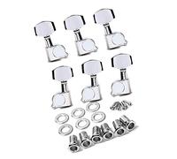 LRXIYODE 6 Pcs Sealed Guitar Tuning Pegs Set 3r3l Chrome Electric Guitar Machine Heads with Threaded Bushings Right and Left Hand Compatible for Acoustic and Electric