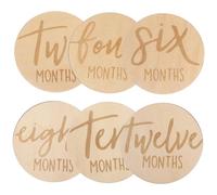 LRXIYODE 6 pcs Wooden Double Sided Monthly Milestone Discs Growth Marker Signs Smooth Surface Photo Props for Parents Shower Gift