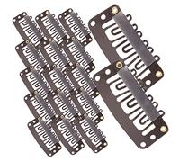 LRXIYODE 60pcs Metal Wig Snap Clips Hair Extension Clips with Multiple Teeth for Secure No Sew Wig Fixing and Hat Stabilizing in Dark Brown