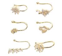 LRXIYODE 6pcs Adjustable Clip Nose for Men and Women Non Pierced Nose Rings with Heart Star and Moon Designs Fake Jewelry for Fashionable Styles