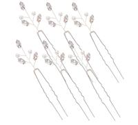 LRXIYODE 6pcs Bridal Rhinestone U Shape Hairpins Lightweight Decorative Bobby Pins for Wedding Hair Styling Accessories with Pearl Accent for Women