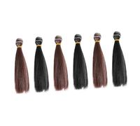 LRXIYODE 6Pcs Doll DIY Hair Wig Hairpiece Straight Elastic Band Handmade Supply for Doll Making and Repair Customizing Accessories